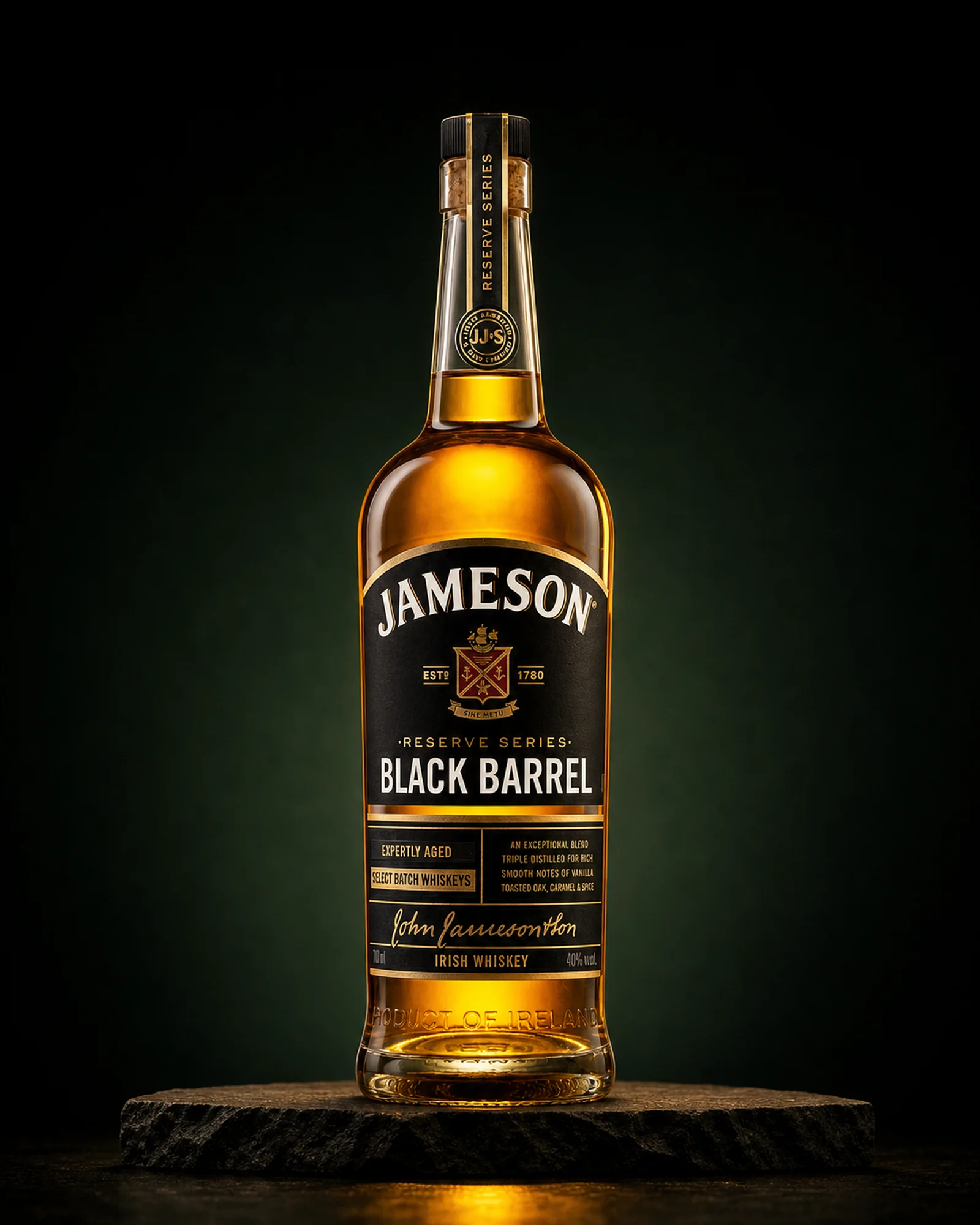 Jameson Black Barrel — ирландский купажированный виски с выдержкой в дважды обугленных бочках