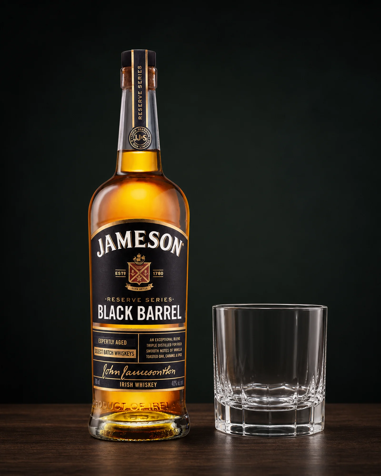 Jameson Black Barrel — ирландский купажированный виски с выдержкой в дважды обугленных бочках