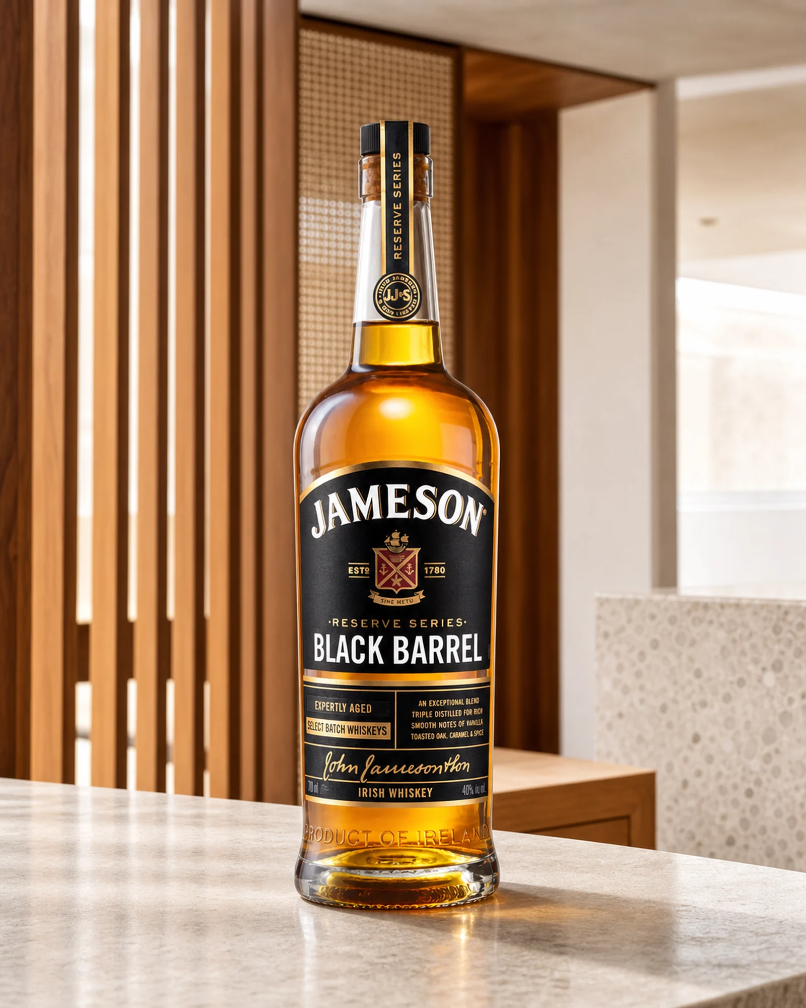 Jameson Black Barrel — ирландский купажированный виски с выдержкой в дважды обугленных бочках